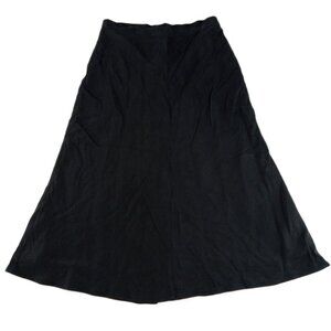 Chaser Silk A-Line Midi Skirt Women's Size XS True Black Fully Lined Back Slit